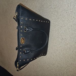 Michael Kors | MK Sandrine Stud LG Tote Bag | Black Saffiano Leather Gold